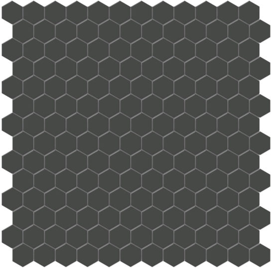 1" Retro Black Matte Hex Mosaic | Tile Center