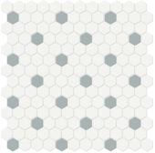 1" White w/ Cloud Blue Matte Hex Mosaic | Tile Center