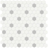 1" White w/ Loft Grey Matte Hex Mosaic | Tile Center