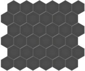 2" Retro Black Matte Unglazed Hex Mosaic | Tile Center