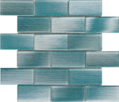 2"X4" Linear Aqua Glass Brick Pattern Mosaic | Tile Center