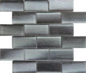 2"X4" Linear Dark Grey Glass Brick Pattern Mosaic | Tile Center