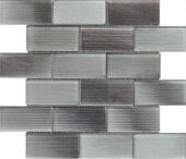 2"X4" Linear Light Grey Glass Brick Pattern Mosaic | Tile Center