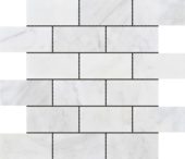 2"x4" Brick Pattern White Grey Marble | Tile Center