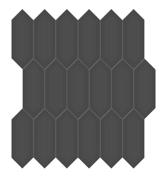 2x5 Retro Black Glossy Picket Mosaic | Tile Center