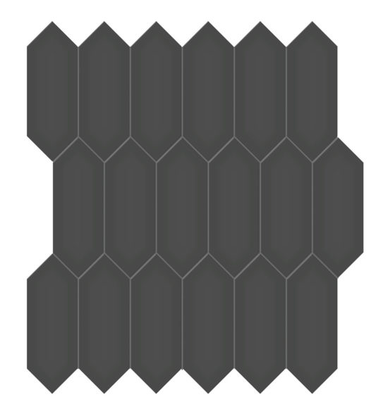 2x5 Retro Black Matte Picket Mosaic | Tile Center