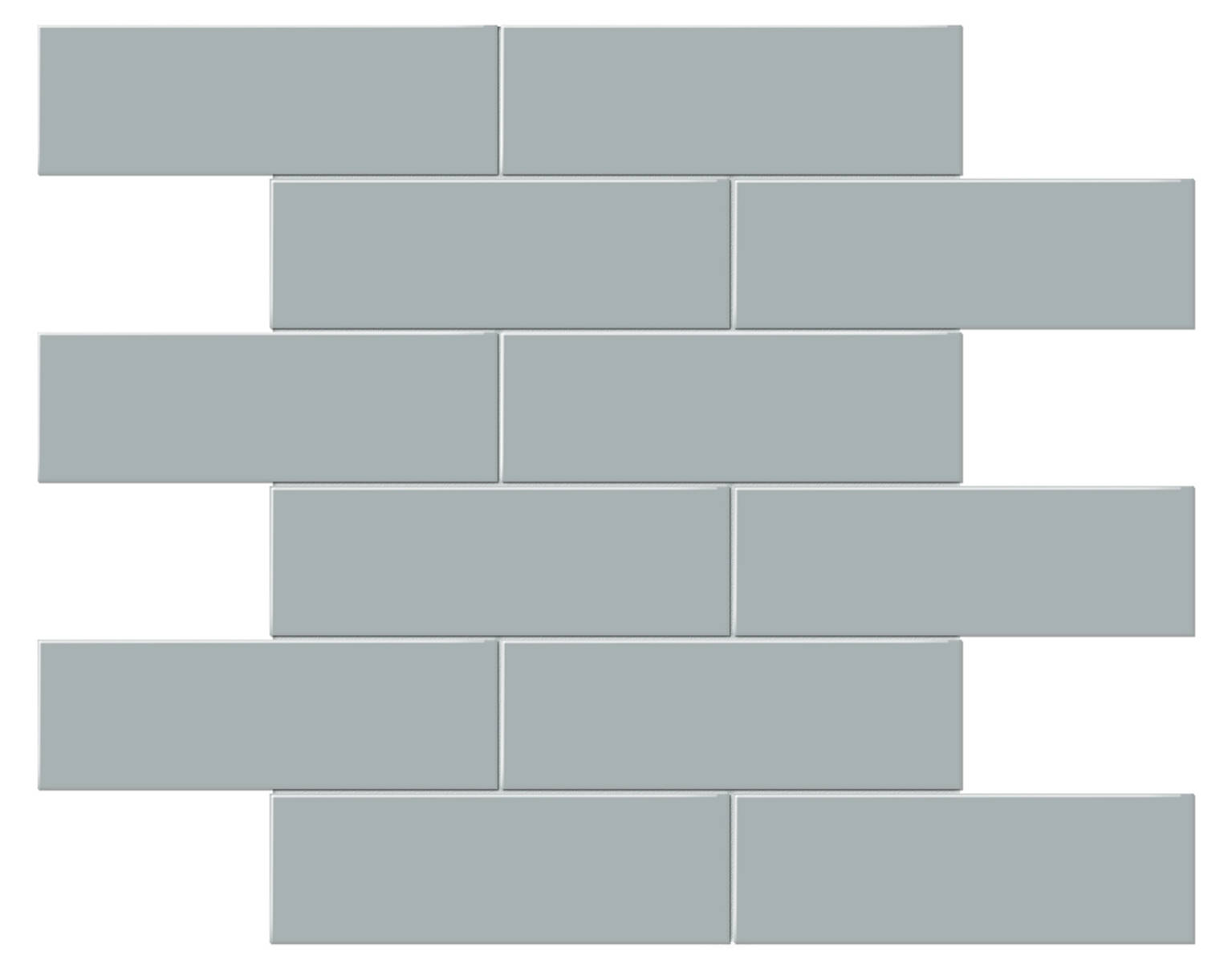 2x6 Cloud Blue Matte Brick Mosaic | Tile Center