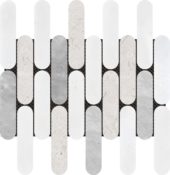 2"x6" Elongated Round White Grey Beige Marble Mix | Tile Center