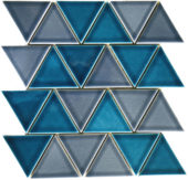 3" Triangular Glazed Ceramic Grey Blue Mosaic | Tile Center