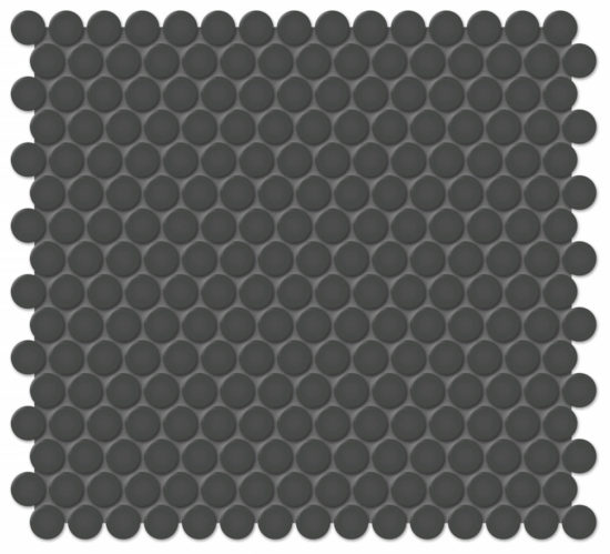 3/4" Retro Black Matte Penny Round Mosaic | Tile Center