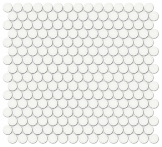 3/4" White Matte Penny Round Mosaic | Tile Center