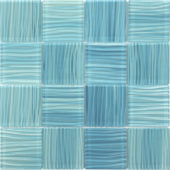 3"X3" Glass Pool Striped Aquamarine Mosaic | Tile Center