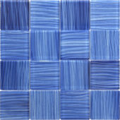 3"X3" Glass Pool Striped Cobalt Blue Mosaic | Tile Center