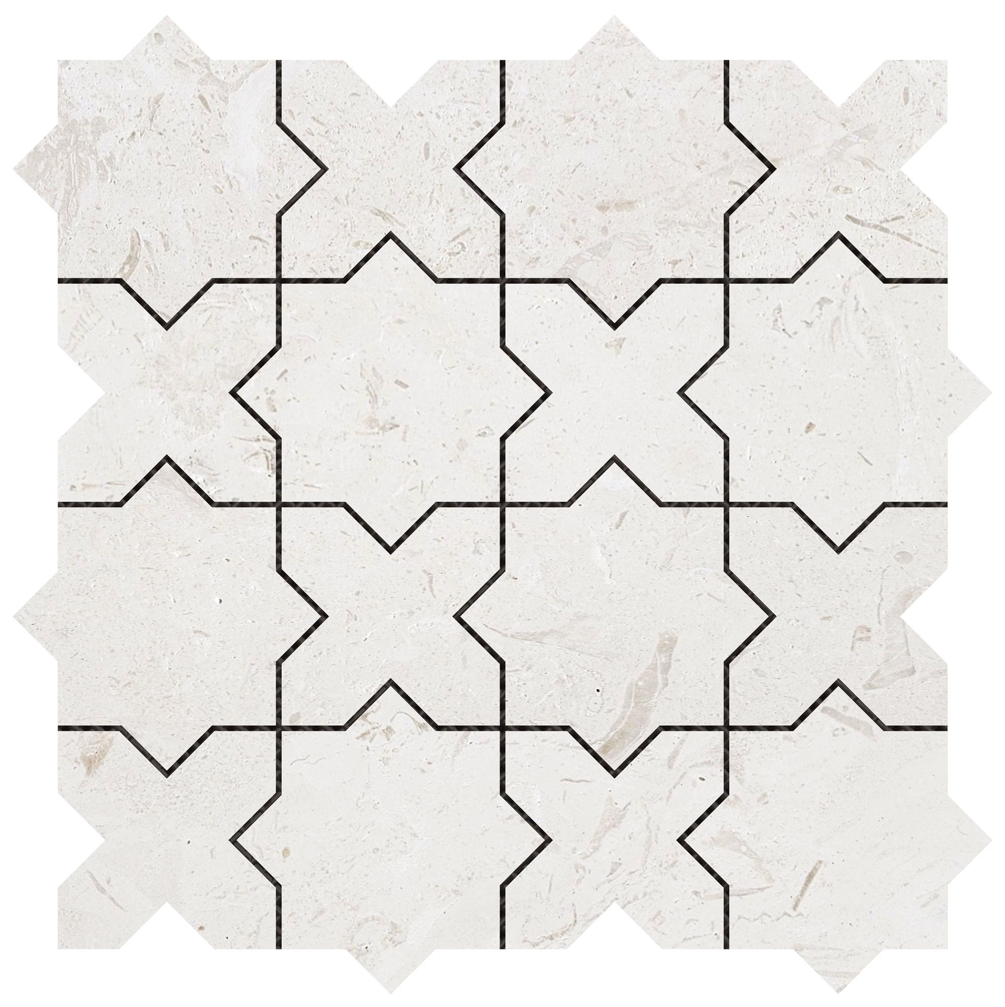 3"x3" Cross & Star Beige Marble