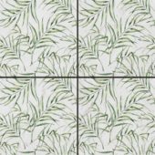 6"x6" Green Palm Leaf Printed Beige Marble | Tile Center