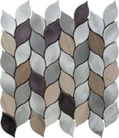 Aluminum & Marble Leaves 19 Grey Brown Mosaic 11"x12" | Tile Center