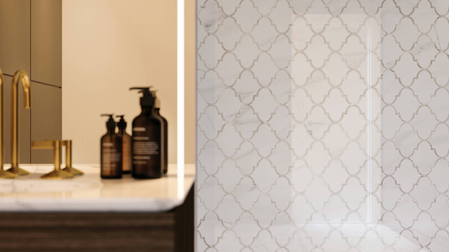 Ardor Infatuation Arabesque Polished Mosaic 3 | Tile Center
