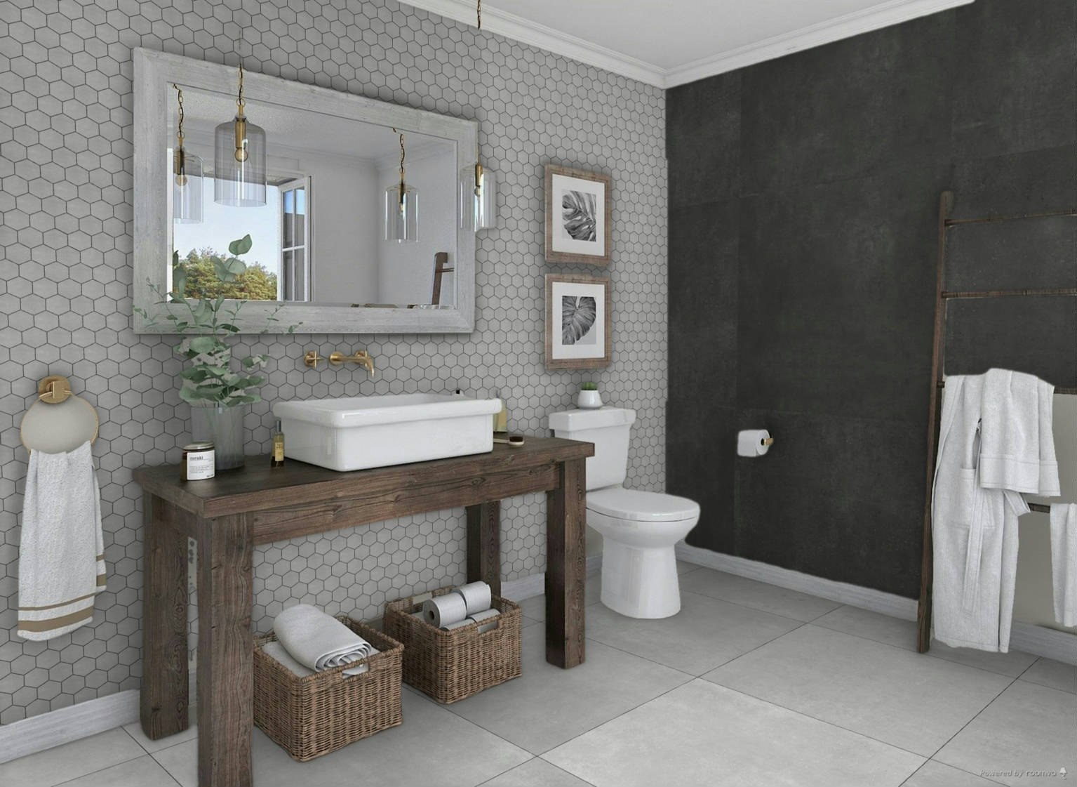 Ashland Grey 36x36 and 3x3 Mosaic | Tile Center
