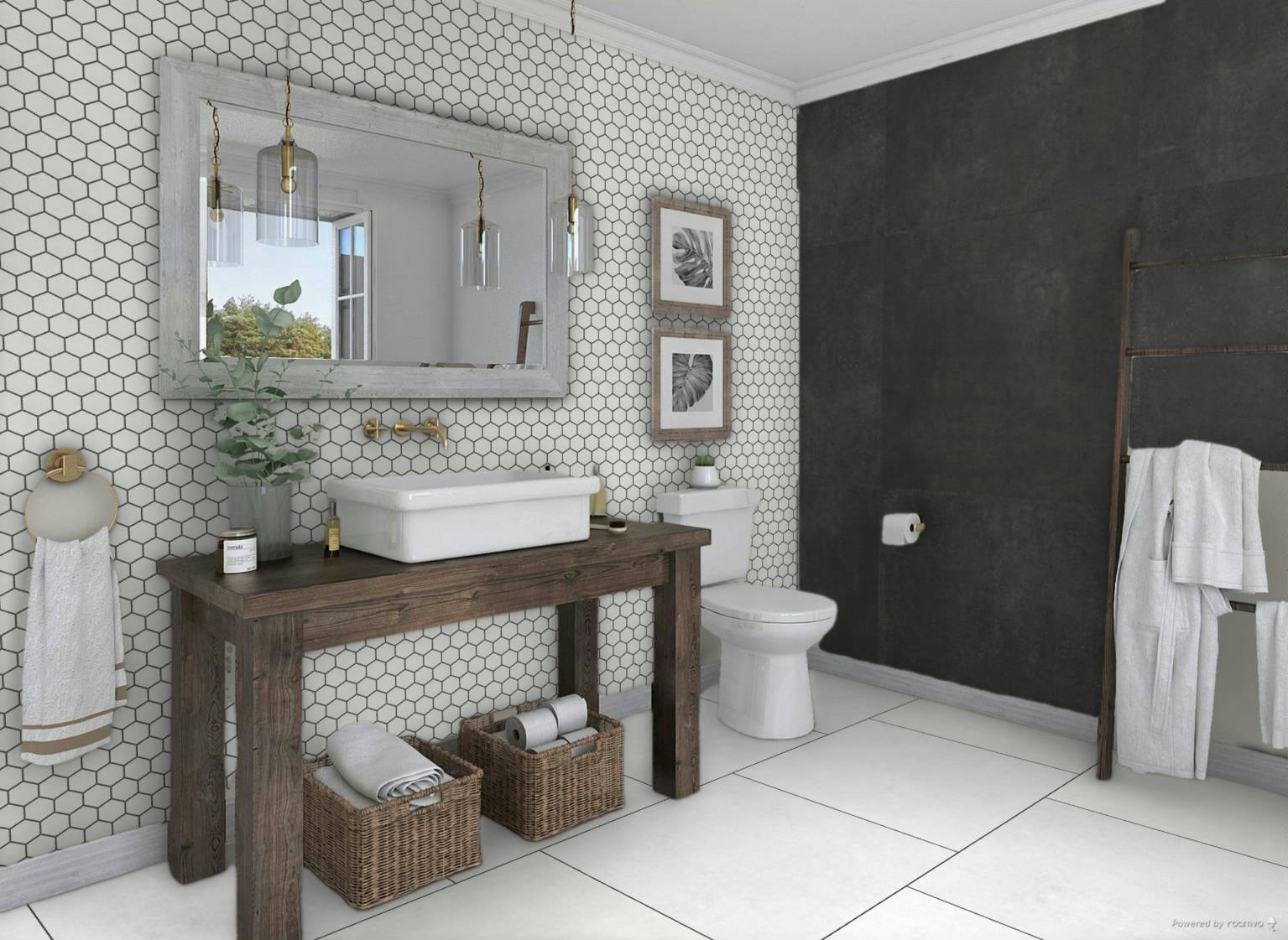 Ashland White 36x36, 3x3 Mosaic, and 48x48 Black | Tile Center