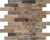 Beige Brown Mix Wood 1.1"x4" Glazed Ceramic Mosaic | Tile Center