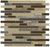 Beige Brown Slate Glass Baguette Mosaic | Tile Center