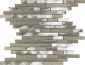 Beige Marble Glass Brushed Metal Baguette Interlocking Mosaic | Tile Center