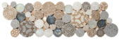 Beige Penny Round Décor / Glass Interlocking Border | Tile Center