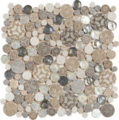 Beige Penny Round Décor/Glass Stone Interrlocking Mosaic | Tile Center