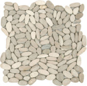 Beige Sliced Matte Pebble Interlocking Mosaic | Tile Center