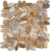 Beige Sliced Polished Pebble Interlocking Mosaic | Tile Center