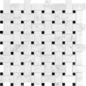 Bianco Venatino Basketweave Polished Mosaic | Tile Center