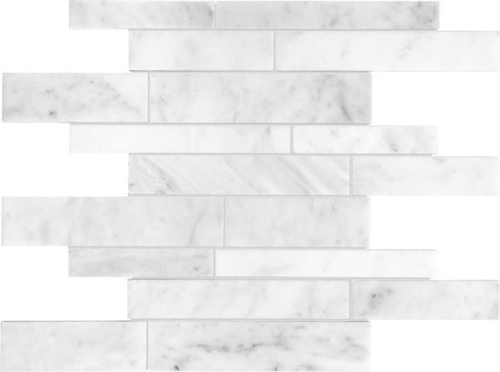 Bianco Venatino Random Strip Polished Mosaic | Tile Center