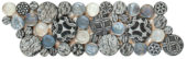Black Penny Round Décor / Glass Interlocking Border | Tile Center