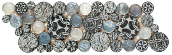 Black Penny Round Décor / Glass Interlocking Border | Tile Center