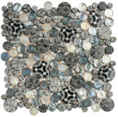 Black Penny Round Décor/Glass Stone Interlocking Mosaic | Tile Center