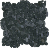 Black Sliced Matte Pebble Interlocking Mosaic | Tile Center