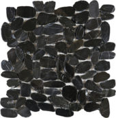 Black Sliced Polished Pebble Interlocking Mosaic | Tile Center