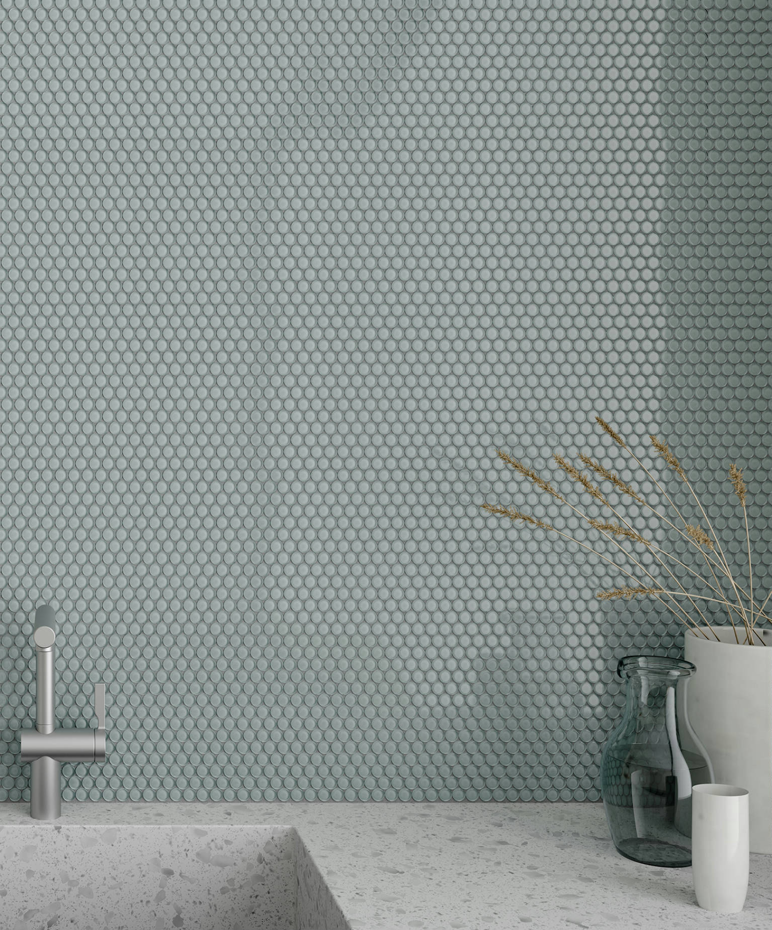 Bliss Element Shadow Penny Round Mosaic | Tile Center