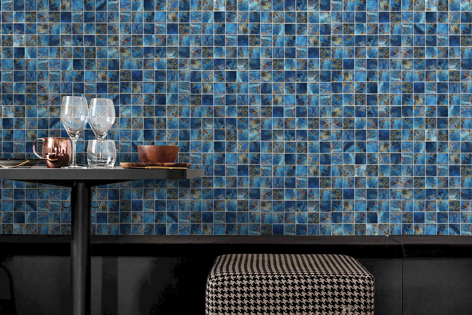 Blue Aluminum 2"x2" Mix Mosaic | Tile Center