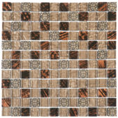 Brown Decor Mix Marble Glass 7/8"X7/8" Mosaic | Tile Center