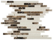 Brown Marble Beige Glass Baguette Interlocking Mosaic | Tile Center