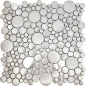 Brushed Silver Penny Rounds Inox Metal Interlocking Mosaic | Tile Center