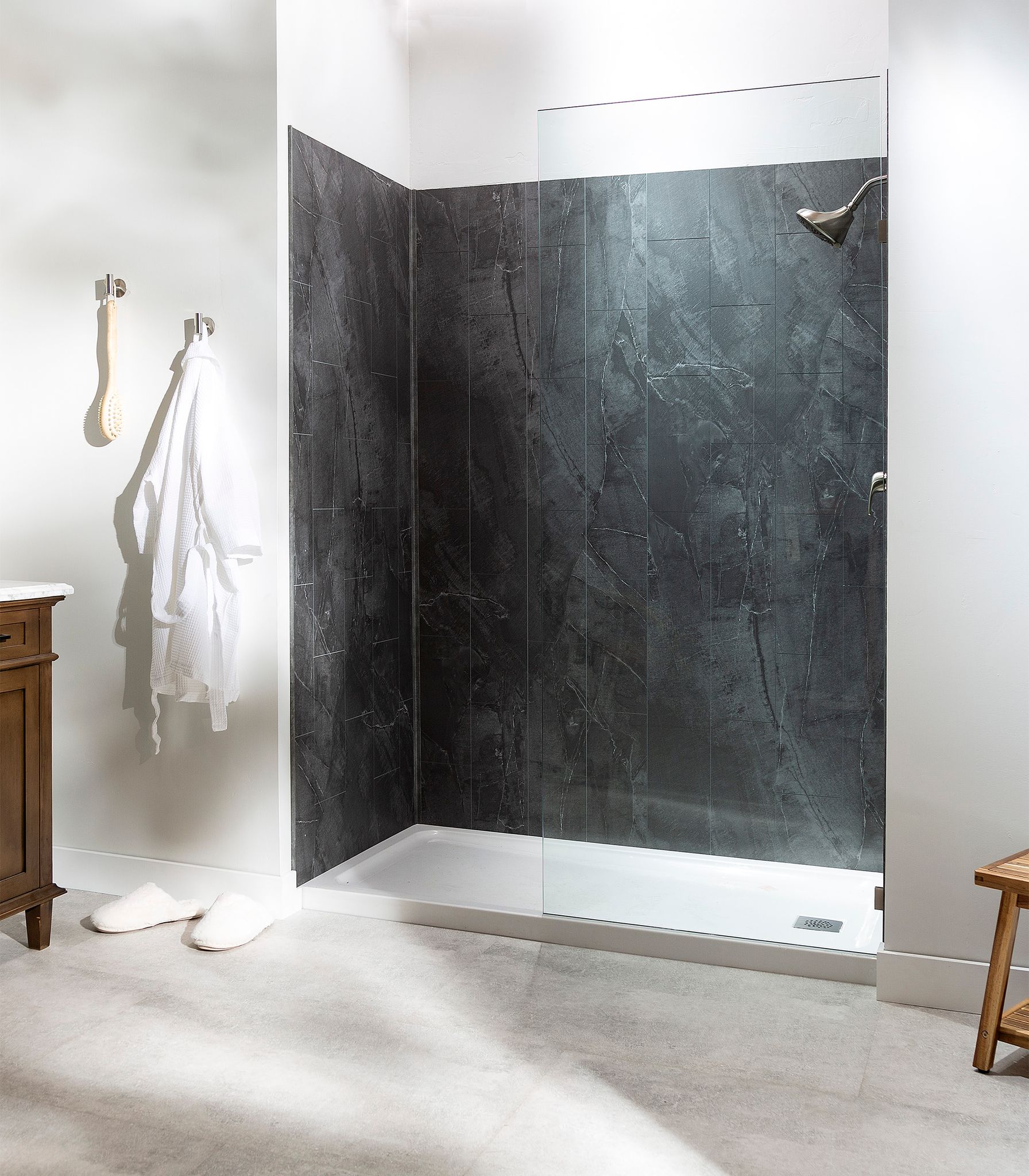 Cracked Slate Shower Wall Kit 36x36x78 | Tile Center