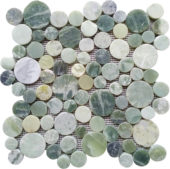 Crystal Green Semi-Precious Stone Round Interlocking Mosaic | Tile Center