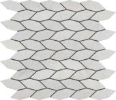 Elongated Hexagon White Grey "Leaves" Mosaic | Tile Center
