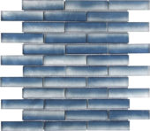 Glass Baguette Blue Mix Matte Interlocking Mosaic | Tile Center