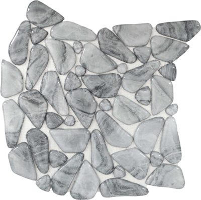 Glass Pebble Light Grey Marble Pattern Mix Mosaic 11.4″11.4″
