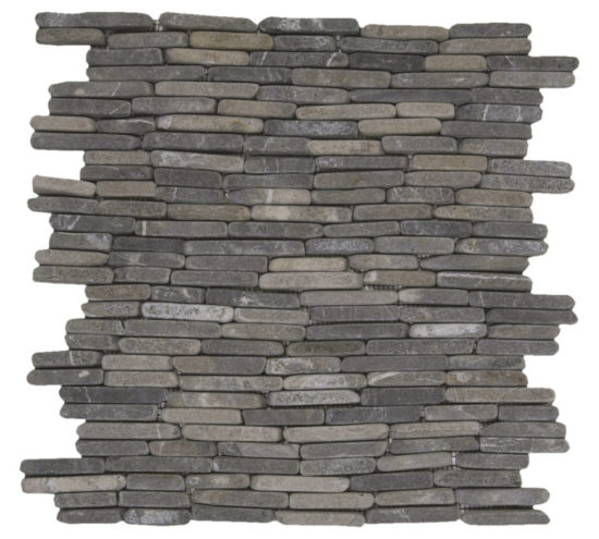 Grey Stacked Brick Marble Interlocking Mosaic | Tile Center
