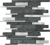 Grey/Black Stone Aluminum Mix Baguette Interlocking Mosaic | Tile Center