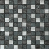 Grey/Black Stone Aluminum Mix Mosaic | Tile Center